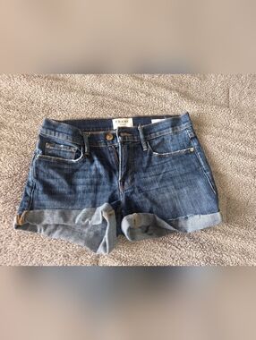 Women's Frame Denim Medium Blue Rolled Cuff Jean Shorts